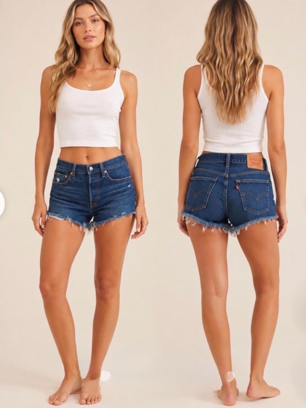 Levi's 501 Dark Denim Western Vintage Frayed Cutoff Jean Shorts sz 31